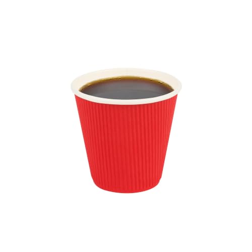 Ripple Wall Coffee Cups 500 Count 8 Ounce Insulated Red Paper Cups