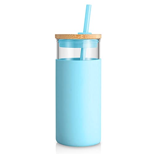 20 oz Glass Tumbler with Lids and Straws