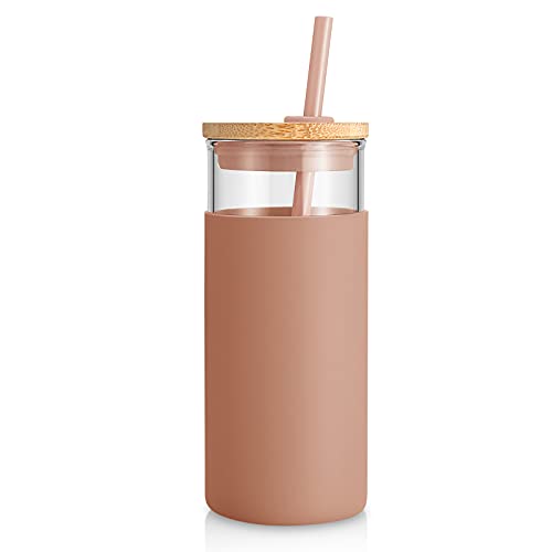 20 oz Glass Tumbler with Lids and Straws