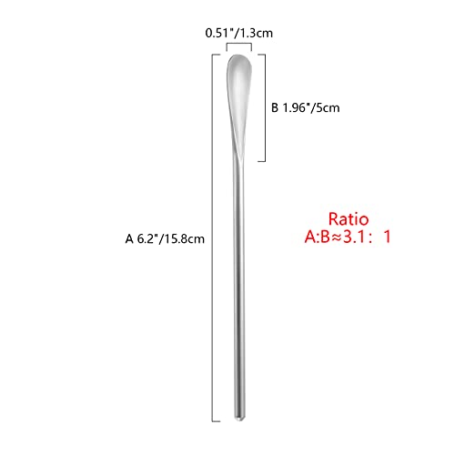 6-Pack 6.2" / 15.8cm 304 Stainless Steel Long Handle Stirring & Mixing Spoon – Reusable Bar Tool for Coffee, Tea, Iced Drinks & Cocktails (6 Count)