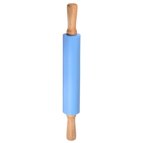 Silicone Rolling Pins for Baking 17 Inch Wooden Handle Non Stick Rolling Pin Small Roller Playdough Rolling Pins for Dough Pizza Pastry Fondant Kitchen