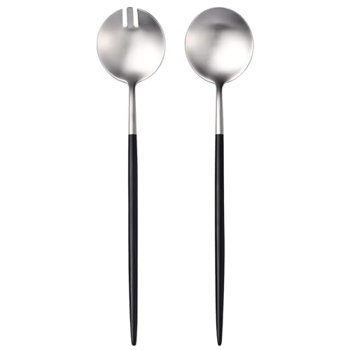Silver Black Salad Serving Utensils (2 Count)