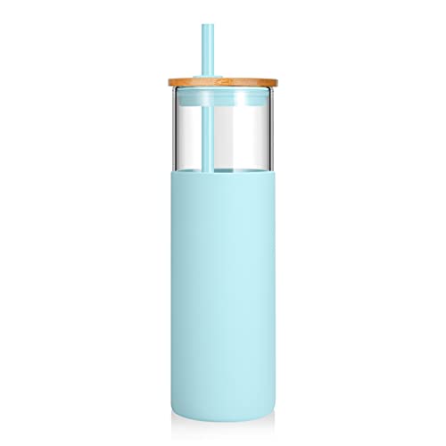 32 oz Glass Tumbler with Lids and Straws