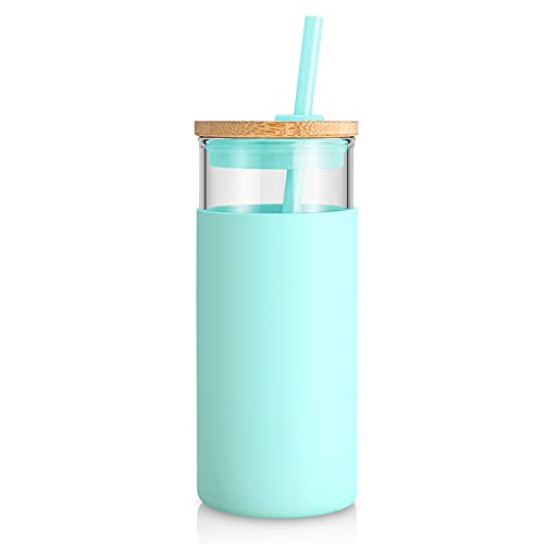 20 oz Glass Tumbler with Lids and Straws
