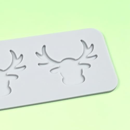 3D Hollow Out Lace Mold Silicone Christmas Deer Head Shape Fondant Molds Chocolate Mould for Cake Pastry Decor Baking Gumpastes Moulds Decoration