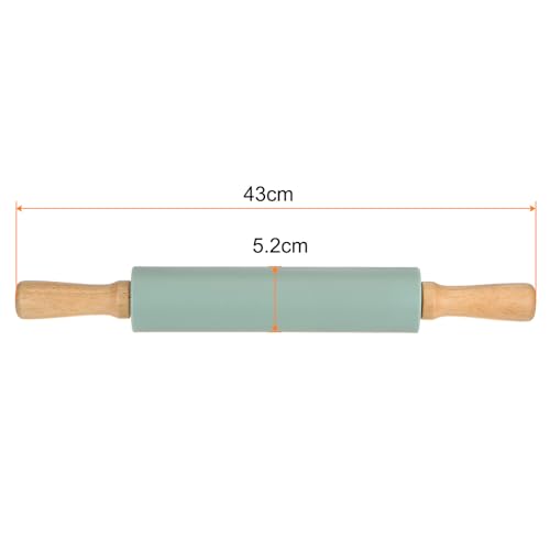 Silicone Rolling Pins for Baking 17 Inch Wooden Handle Non Stick Rolling Pin Small Roller Playdough Rolling Pins for Dough Pizza Pastry Fondant Kitchen
