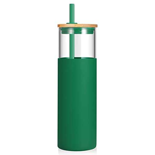 32 oz Glass Tumbler with Lids and Straws