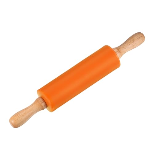 Silicone Rolling Pins for Baking 12 Inch Wooden Handle Non Stick Rolling Pin Small Roller Playdough Rolling Pins for Dough Pizza Pastry Fondant Kitchen