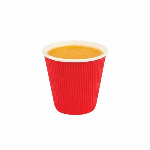Ripple Wall Coffee Cups 500 Count 8 Ounce Insulated Red Paper Cups