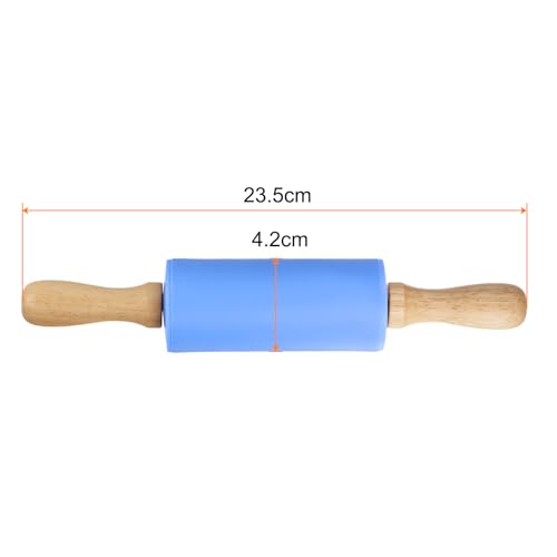 Silicone Rolling Pins for Baking 9 Inch Wooden Handle Non Stick Rolling Pin Small Roller Playdough Rolling Pins for Dough Pizza Pastry Fondant Kitchen