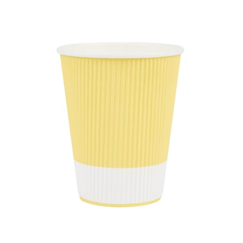 Ripple Wall Coffee Cups 500 Count 12 Ounce Insulated Light Yellow Paper Cups