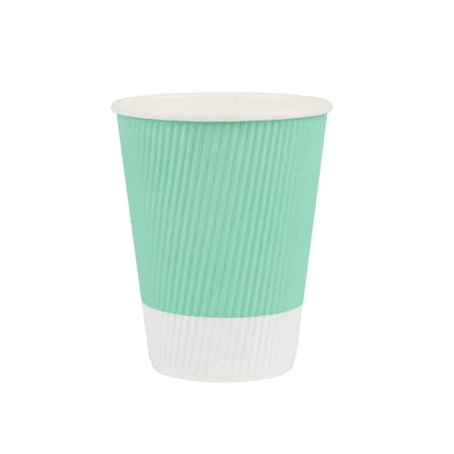 Ripple Wall Coffee Cups 25 Count 12 Ounce Insulated Light Green Paper Cups