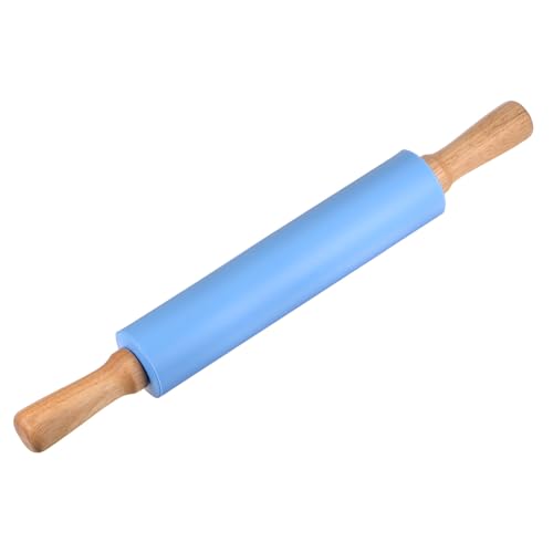 Silicone Rolling Pins for Baking 17 Inch Wooden Handle Non Stick Rolling Pin Small Roller Playdough Rolling Pins for Dough Pizza Pastry Fondant Kitchen