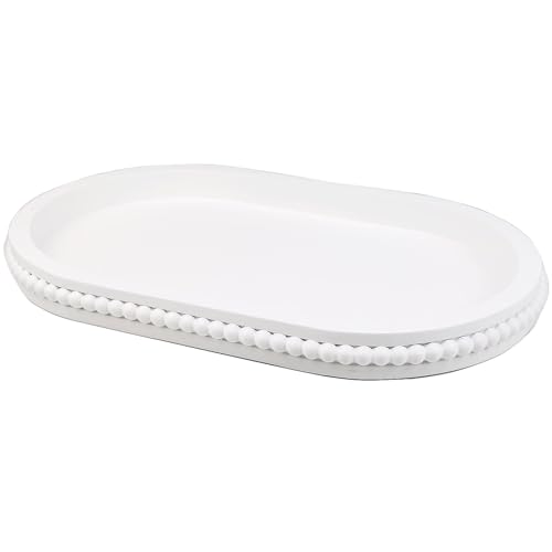 Oval Wood Serving Tray with Wooden Beads