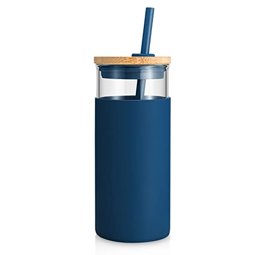 20 oz Glass Tumbler with Lids and Straws