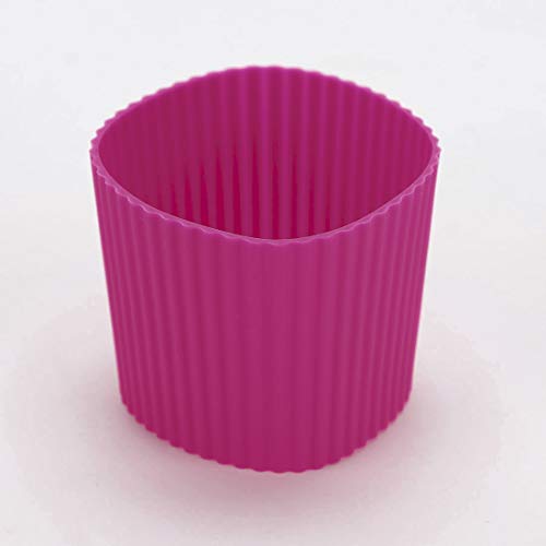 Silicone Nonslip Glass Bottle Mug Cup Sleeve Protector Cover Fuchsia