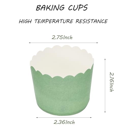 120Pcs Sage Green Paper Baking Cups Scalloped Edge Cupcake Wrappers Gradient Green Cupcake Muffin Cases for Wedding Birthday Baby Shower (120 Count)