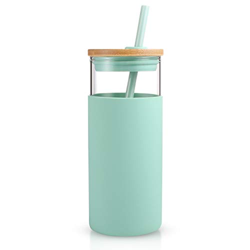 20 oz Glass Tumbler with Lids and Straws