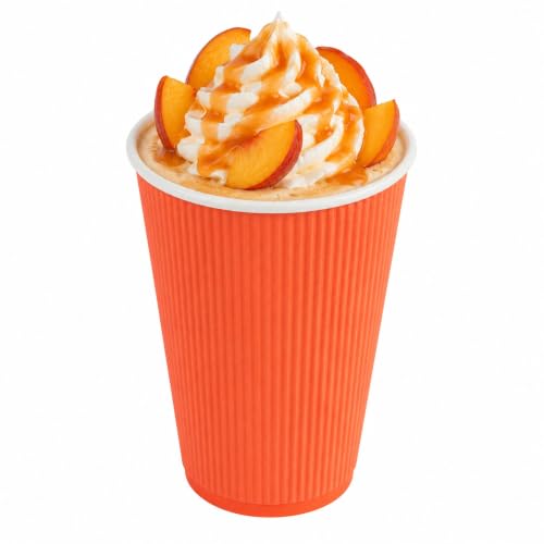Ripple Wall Coffee Cups 25 Count 16 Ounce Insulated Tangerine Orange Paper Cups