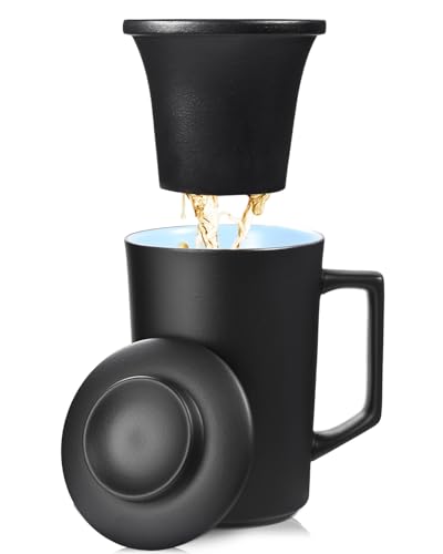 15 oz Ceramic Tea Infuser Cup with Lid