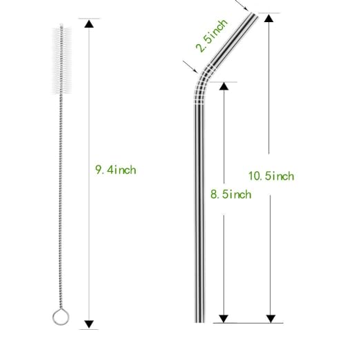 Set of 10 Stainless Steel Straws (10 Count)
