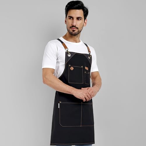 Chef Apron Recycled Cotton Kitchen Apron with an Adjustable Neck with Long Ties