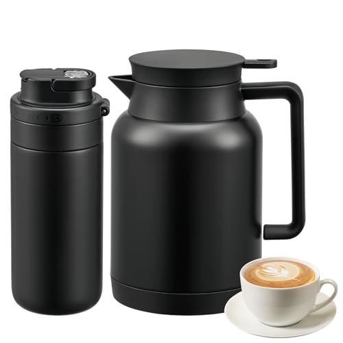 2 Pack 49oz Thermal Coffee Carafe and 15oz Insulated Water Bottle (2 Count)