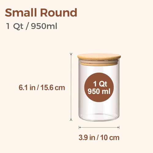 Glass Storage Containers with Lids 1 Qt (6 Count)