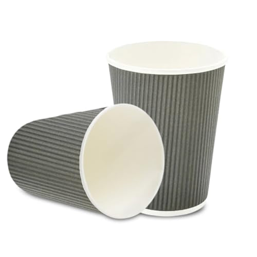 Ripple Wall Coffee Cups 500 Count 12 Ounce Insulated Gray Paper Cups