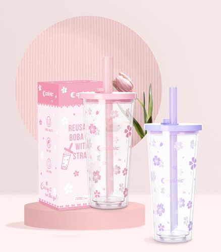 Reusable Plastic Boba Cup With Lids And Straws