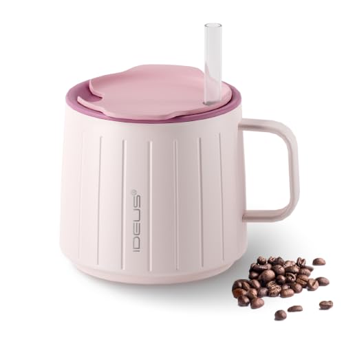 14 oz Insulated Coffee Mug with Lid and Straw