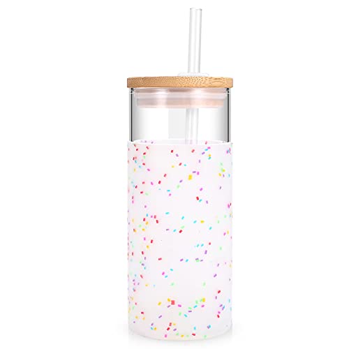 20 oz Glass Tumbler with Lids and Straws