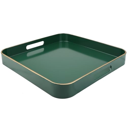 Green Square Decorative Tray with Handles