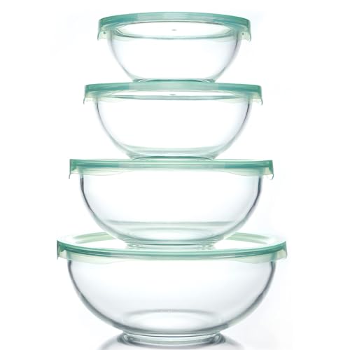 Glass Mixing Bowl with Lids Set of 4 (4 Count)