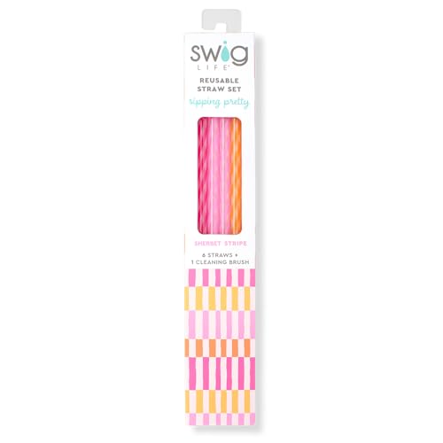 Reusable Straw Set with Cleaning Brush (6 Count)