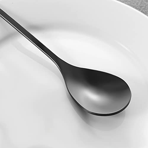 6 Piece Elegant Black Leaf Long Handle Teaspoons (6 Count)