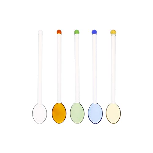 5 Pieces Glass Spoons for Coffee Teaspoons Glass Stirring Spoon Rod 5.9 inch Coffee Stirrers Ice Tea Spoon Glass Mixing Spoon for Tea SugarHome Bar Party (5 Count)