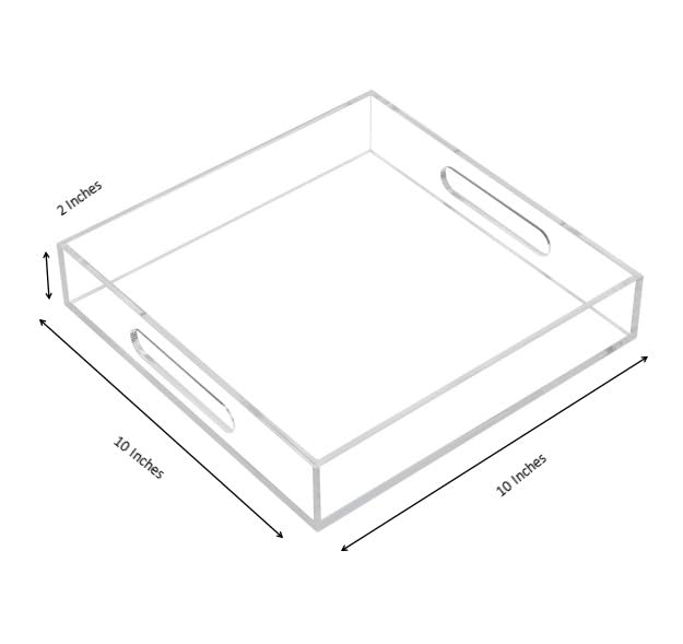 Clear Sturdy Acrylic Serving Tray with Handles