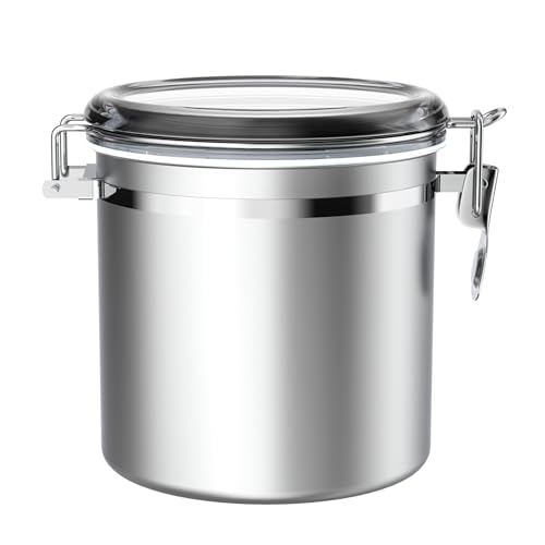 165oz Stainless Steel Airtight Canister for Kitchen with Clear Lid