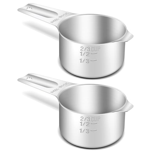 2PCS 2/3CUP (160ML, 5.3OZ) Measuring Cup, 18/8(304) Stainless Steel (2 Count)