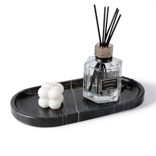 Black Marble Vanity Tray for Bathroom Countertop