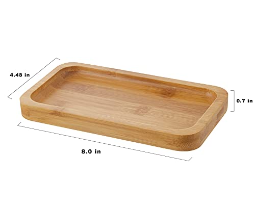 2 Pack Glass Qtip Holder Dispenser with Bamboo Vanity Tray