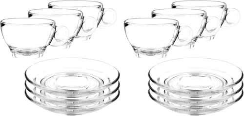 Clear Large Glass Coffee Mugs with Handles (6 Count)