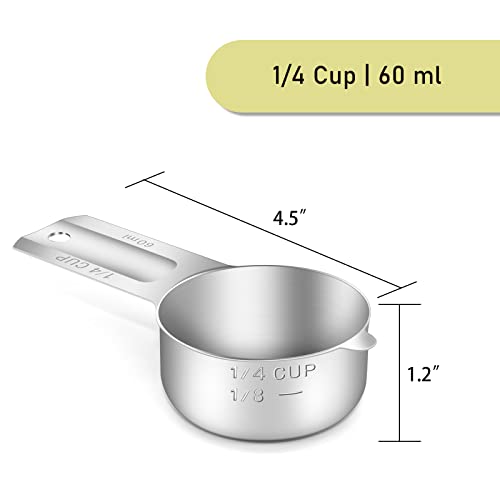 4PCS 1/4CUP(60ml, 2oz) Measuring Cup, 18/8 Stainless Steel Measure Scoop