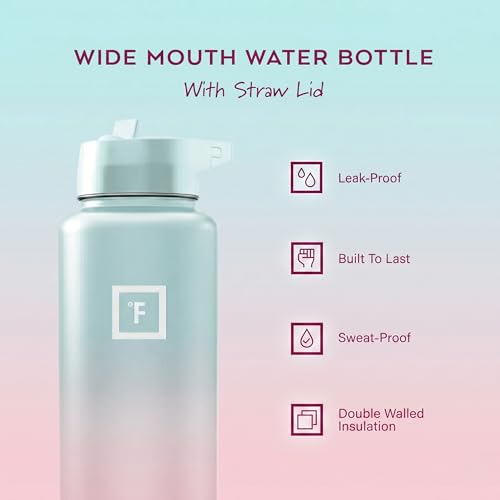40 oz Wide Mouth Water Bottle with Straw