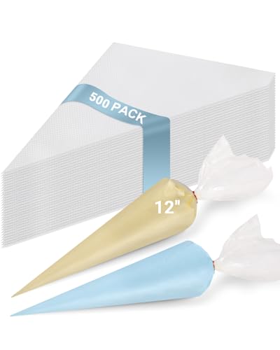 500 Pack 12 Inch Disposable Tipless Piping Bags for Cake Decorating