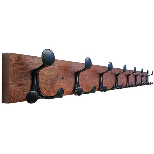 43 Inch Wood Coat Rack Wall Mount with 8 Triple Hooks