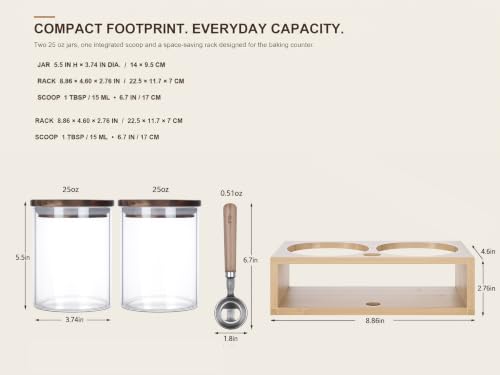 Glass Baking Canister Set with Scoop & Rack