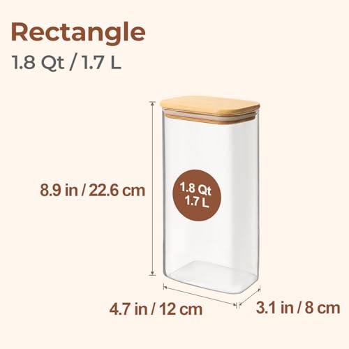 Glass Storage Containers with Lids 1.8 Qt (3 Count)