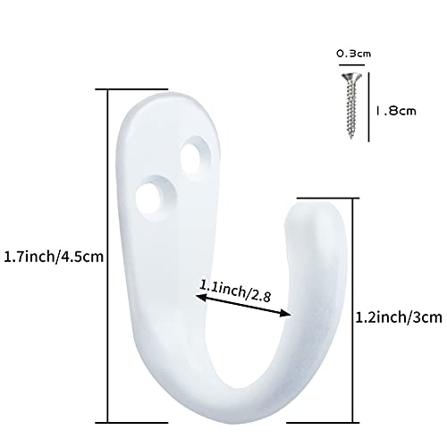 15PCS Coat Hooks Wall Mounted White Single Prong Robe Hook (15 Count)